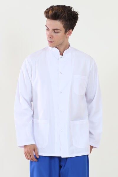 Ceket Boy Hakim Yaka Uzun Kol Bay Doktor Önlüğü L - Beyaz