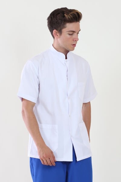 Ceket Boy Hakim Yaka Kısa Kol Bay Doktor Önlüğü XL - Beyaz