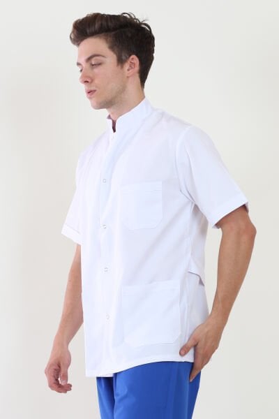 Ceket Boy Hakim Yaka Kısa Kol Bay Doktor Önlüğü XL - Beyaz