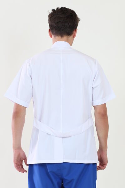 Ceket Boy Hakim Yaka Kısa Kol Bay Doktor Önlüğü XL - Beyaz