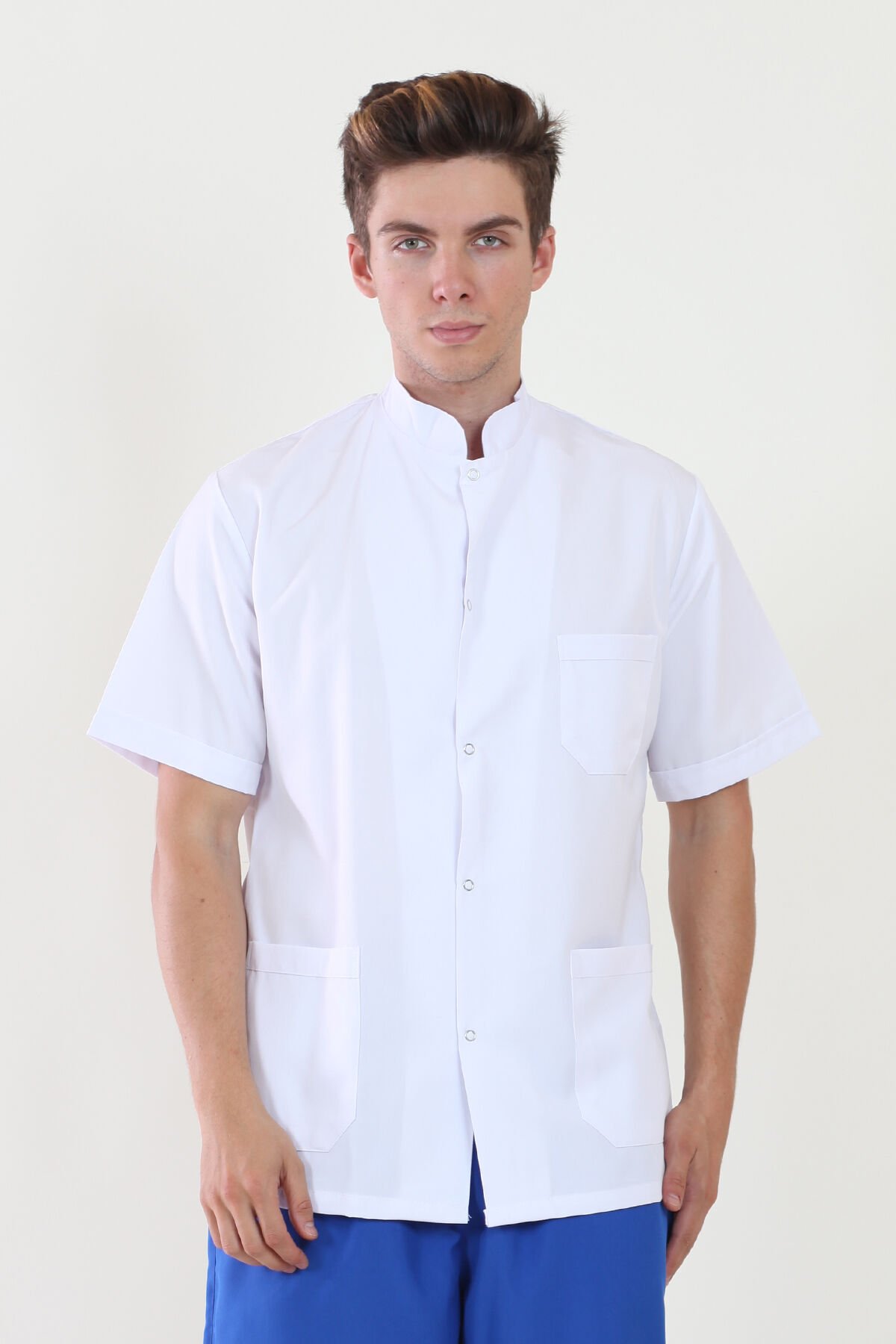 Ceket Boy Hakim Yaka Kısa Kol Bay Doktor Önlüğü XL - Beyaz