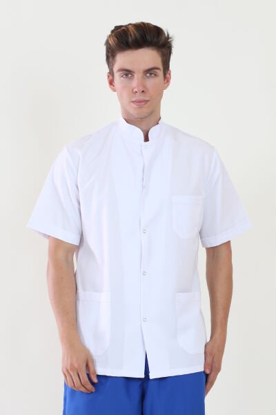 Ceket Boy Hakim Yaka Kısa Kol Bay Doktor Önlüğü XL - Beyaz