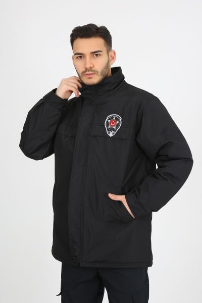 Erkek Siyah Güvenlik Kaban Siyah - XXL