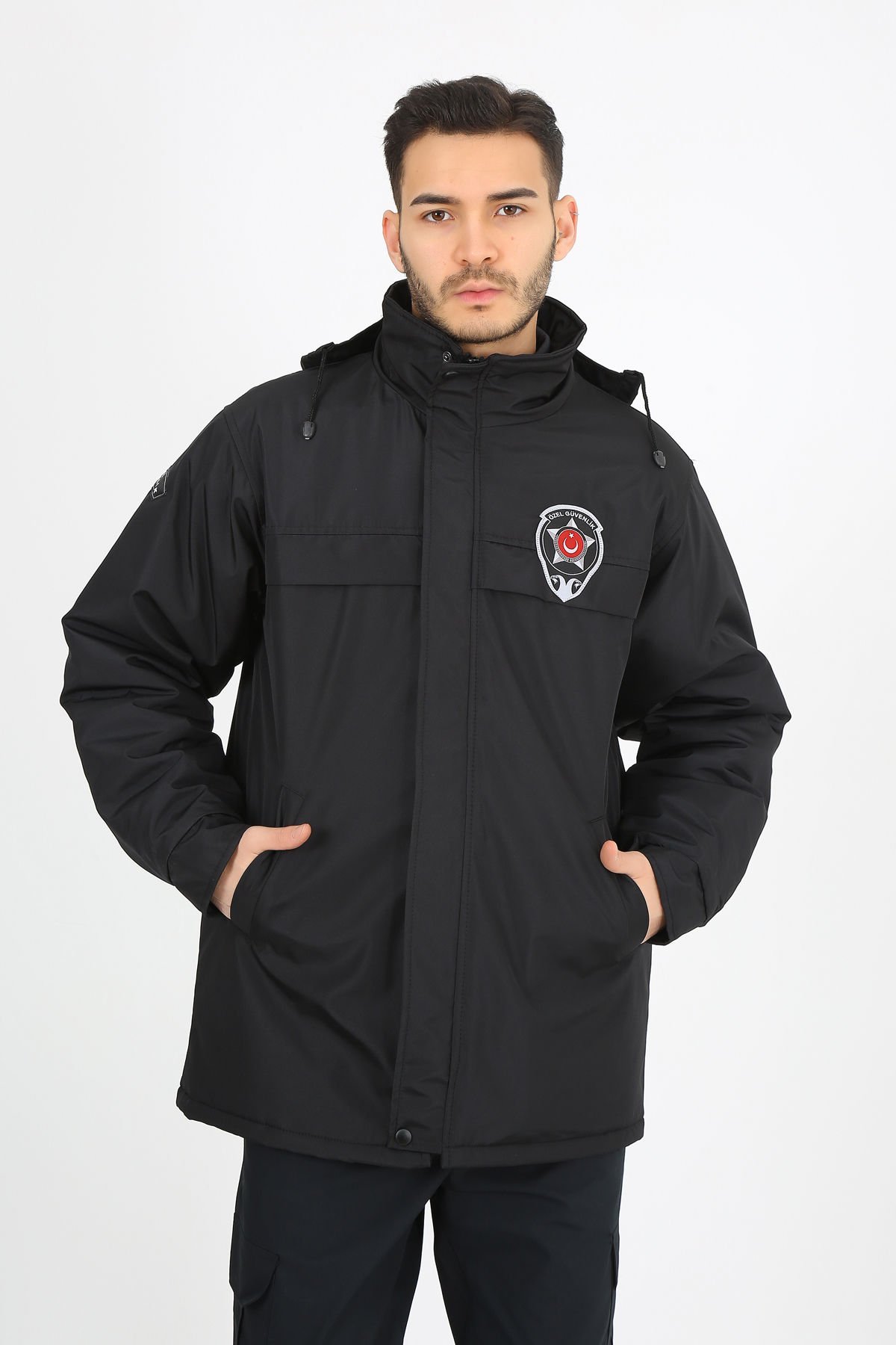 Erkek Siyah Güvenlik Kaban Siyah - XXL