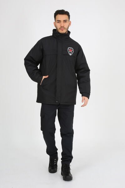 Erkek Siyah Güvenlik Kaban Siyah - XL