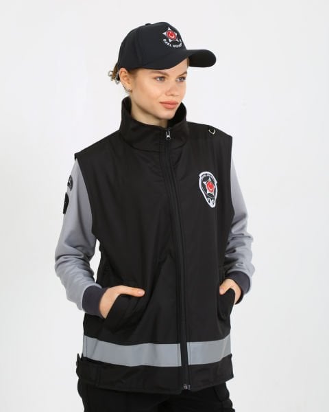 Yeni Tip Güvenlik Yazlık Bayan Yazlık İçi Fileli Siyah Yelek (Armalı, Baskılı)