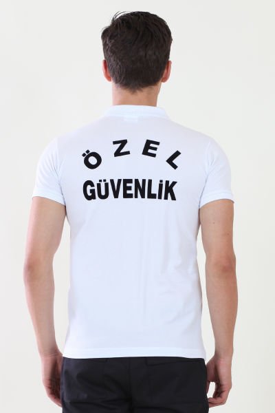 Erkek Özel Güvenlik Baskılı Beyaz Güvenlik  Tshirt XS - Beyaz