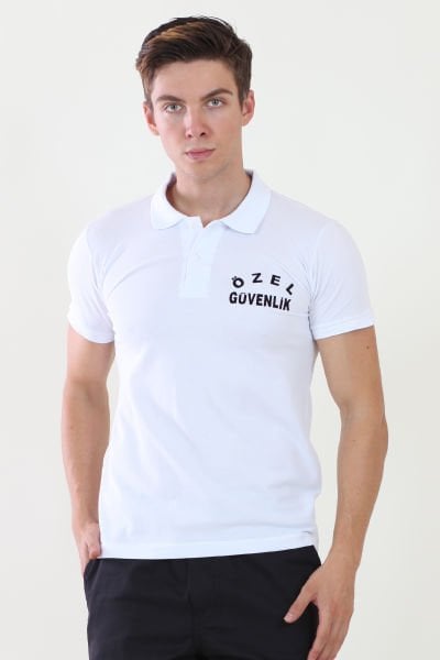 Erkek Özel Güvenlik Baskılı Beyaz Güvenlik  Tshirt XS - Beyaz