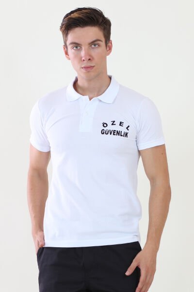 Erkek Özel Güvenlik Baskılı Beyaz Güvenlik  Tshirt M - Beyaz