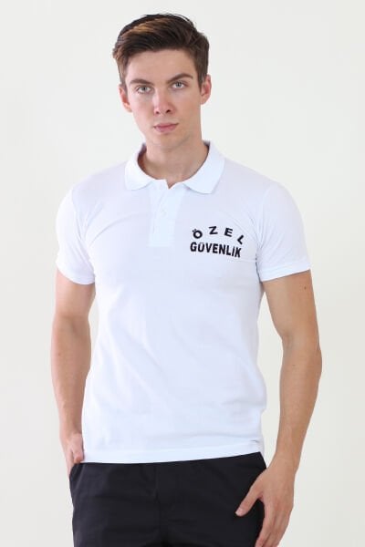Erkek Özel Güvenlik Baskılı Beyaz Güvenlik  Tshirt L - Beyaz