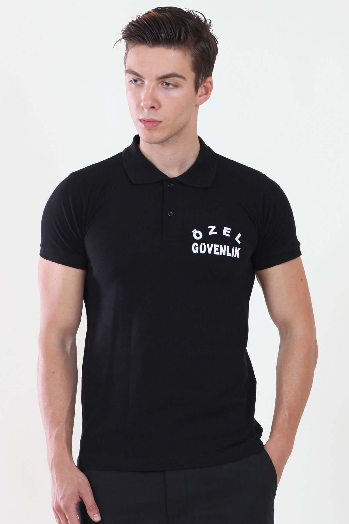 Erkek Özel Güvenlik Baskılı Siyah Güvenlik  Tshirt XS - Siyah