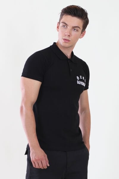 Erkek Özel Güvenlik Baskılı Siyah Güvenlik  Tshirt L - Siyah