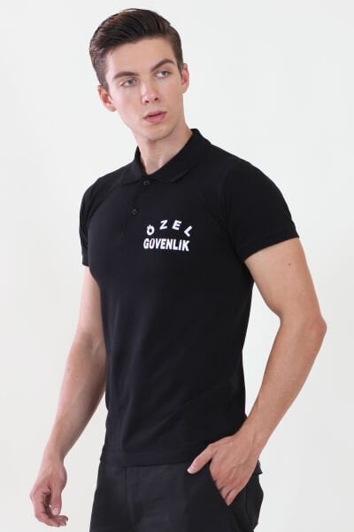 Erkek Özel Güvenlik Baskılı Siyah Güvenlik  Tshirt L - Siyah
