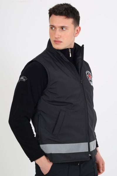 Yeni Tip Güvenlik Yazlık Erkek İçi Fileli Siyah Yelek (Armalı, Baskılı) 3XL