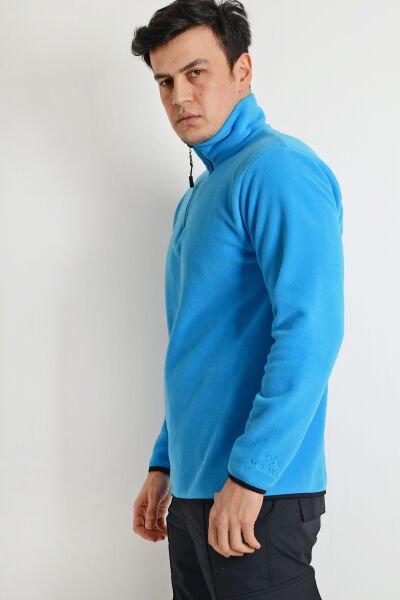 Monel Yarım Fermuarlı Turkuaz Mavi Polar 2XL - Turkuaz Mavi