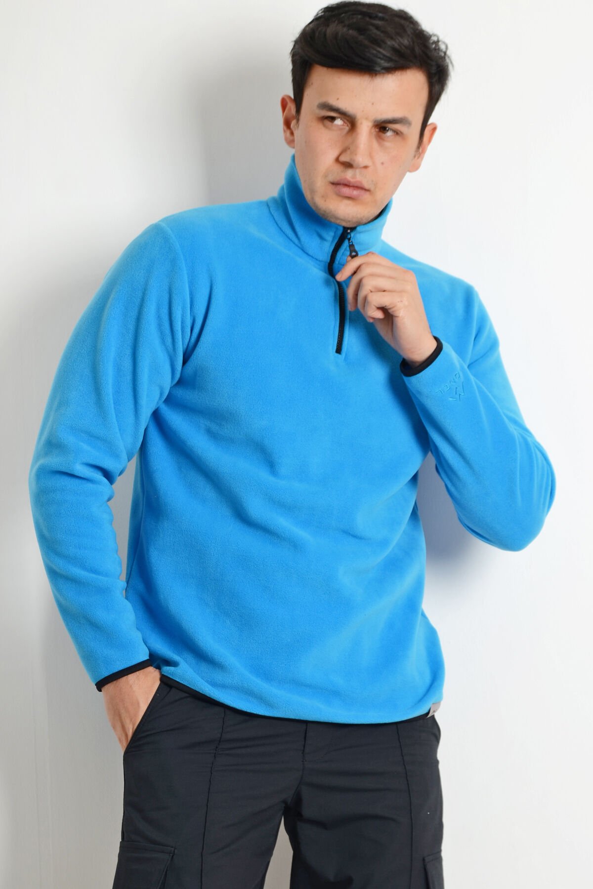 Monel Yarım Fermuarlı Turkuaz Mavi Polar 2XL - Turkuaz Mavi