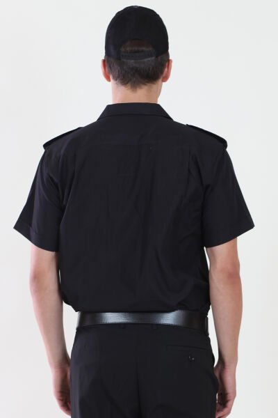 Erkek Apaç Yaka Siyah Güvenlik Gömlek S - Siyah