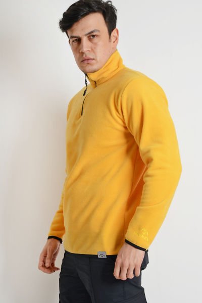 Monel Yarım Fermuarlı Sarı  Polar 2XL - Sarı