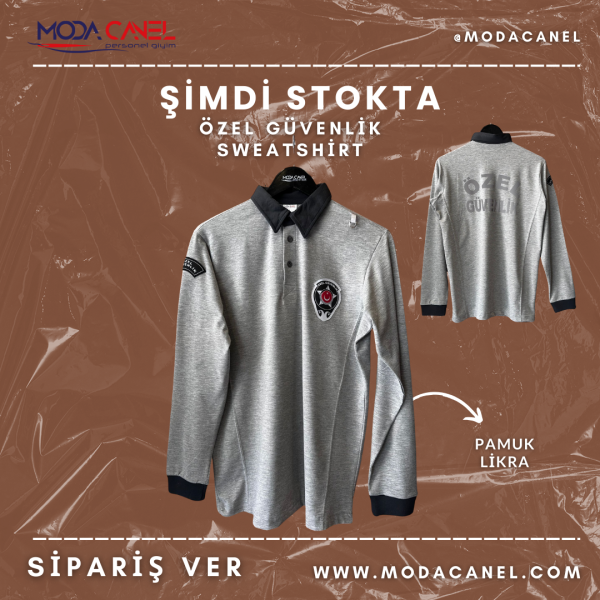 Yeni Kamu Personel Pamuklu Uzun Kol  Unisex Kalıp Özel Güvenlik Sweatshirt