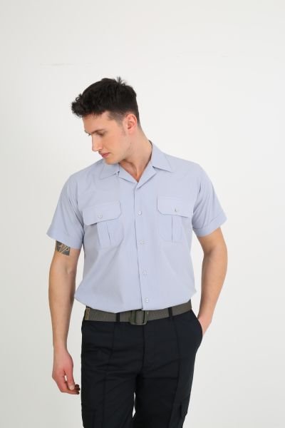 Erkek Apaç Yaka Gri Güvenlik Gömlek M - Gri