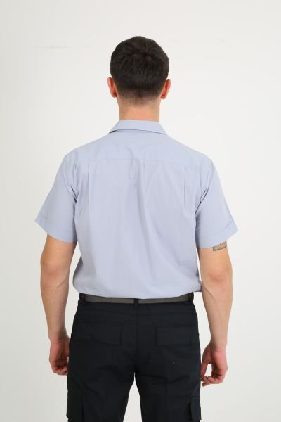 Erkek Apaç Yaka Gri Güvenlik Gömlek M - Gri