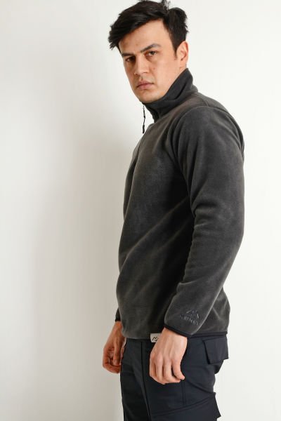 Monel Yarım Fermuarlı Füme Polar 2XL - Füme