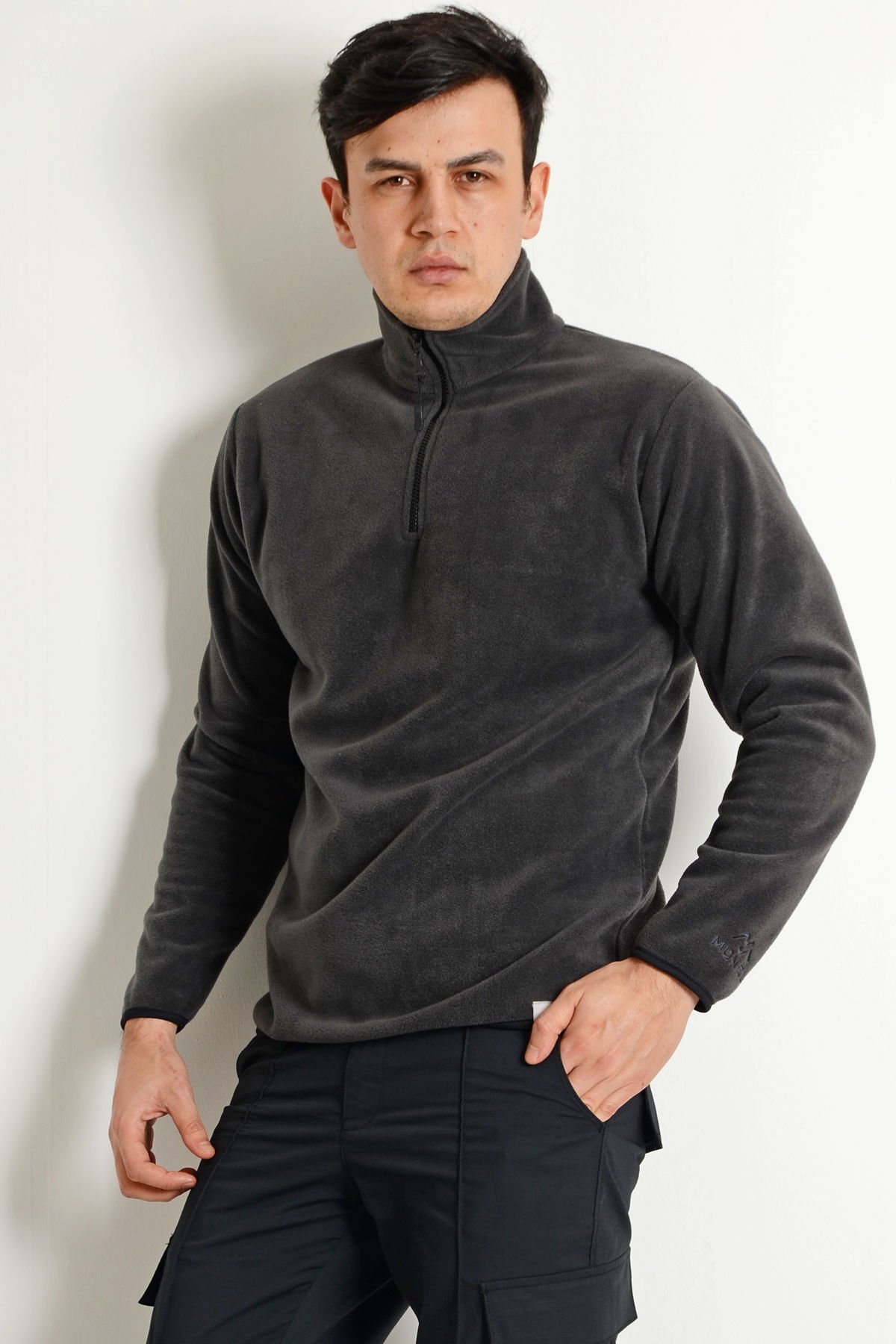 Monel Yarım Fermuarlı Füme Polar 2XL - Füme