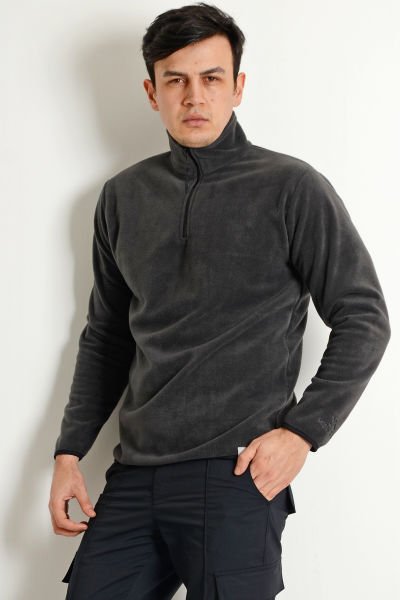 Monel Yarım Fermuarlı Füme Polar 2XL - Füme