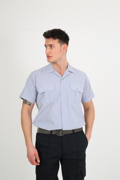 Erkek Apaç Yaka Gri Güvenlik Gömlek XXXL - Gri