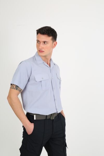 Erkek Apaç Yaka Gri Güvenlik Gömlek XXXL - Gri