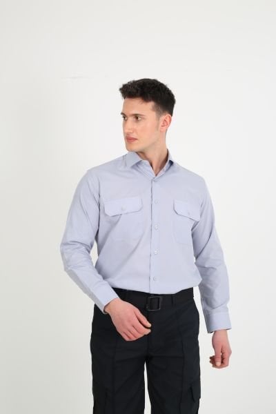 Erkek Kravat Yaka Gri Güvenlik Gömlek XXXL - Gri