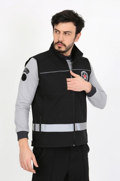 Yeni Tip Güvenlik Softshell Yelek (İçi Polarlı Softshell Kumaş, Slim Fit Kalıp)