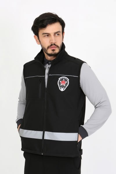 Yeni Tip Güvenlik Softshell Yelek (İçi Polarlı Softshell Kumaş, Slim Fit Kalıp)