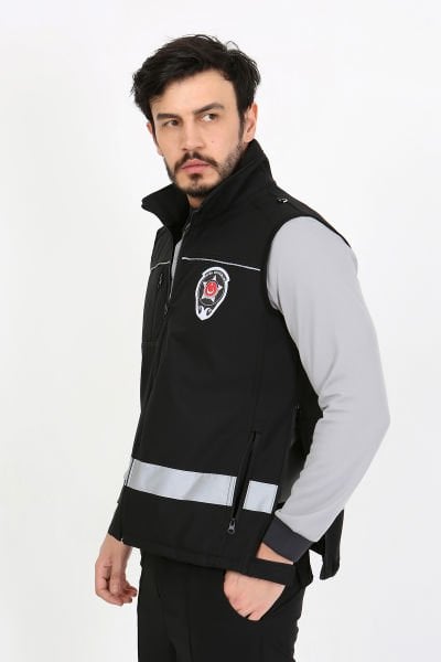 Yeni Tip Güvenlik Softshell Yelek (İçi Polarlı Softshell Kumaş, Slim Fit Kalıp)