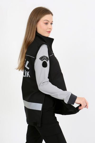 Yeni Tip Güvenlik Softshell Yelek (İçi Polarlı Softshell Kumaş, Slim Fit Kalıp)