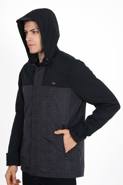 Monel Outdoor Erkek Ultra Hafif İki Renk Yağmurluk L - SİYAH-GRİ