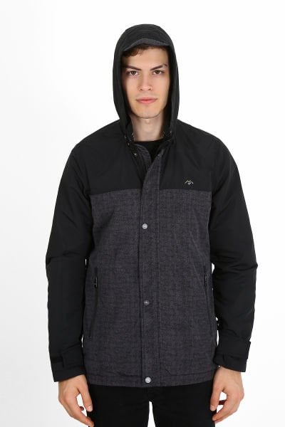 Monel Outdoor Erkek Ultra Hafif İki Renk Yağmurluk L - SİYAH-GRİ