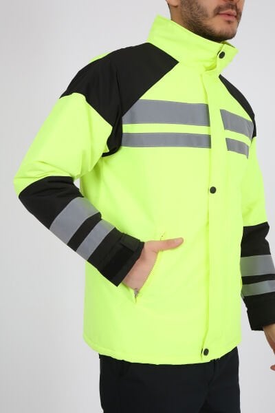 Reflektif Şeritli Motorcu Mont XXL