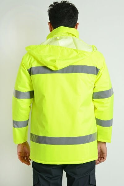 Reflektif Şeritli Florans Sarı İşçi Kaban S - Sarı