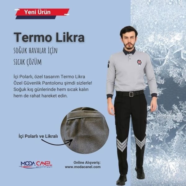 Yeni Tip Termo Likra (İçi Polarlı Kışlık) Siyah Güvenlik Unisex  Pantolon Ripstop Kışlık İçi Polarlı