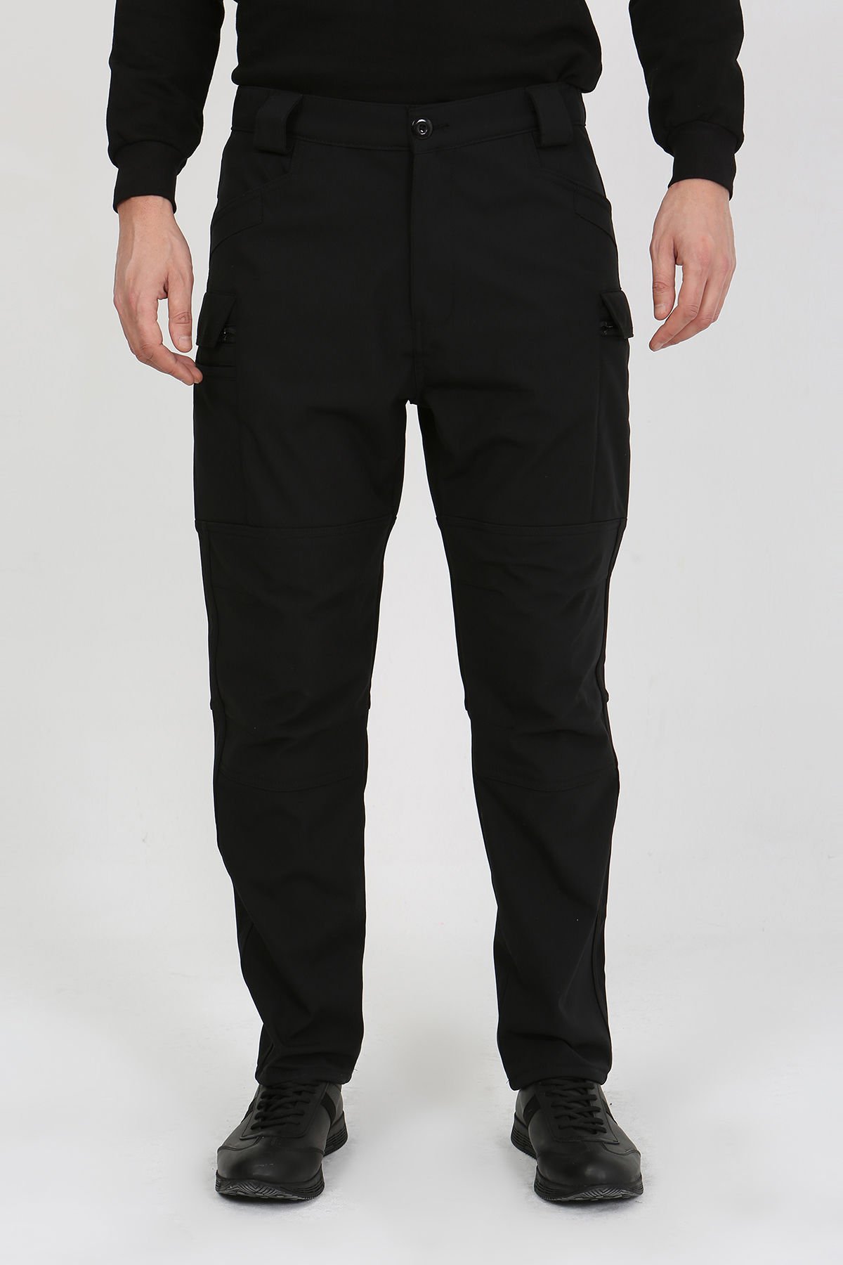 Monel Outdoor Siyah Termo Likra (İçi Polarlı) Kışlık Siyah Su iticili Ripstop Taktik Pantolon
