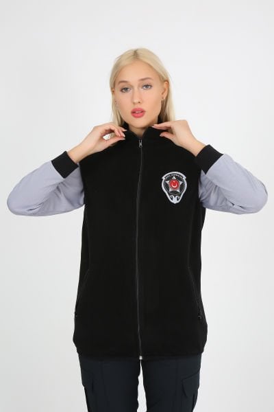Siyah Güvenlik Polar Yelek (Armalı ve Sırt Nakışlı) XL - Siyah