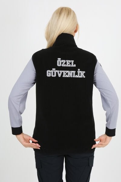 Siyah Güvenlik Polar Yelek (Armalı ve Sırt Nakışlı) XL - Siyah