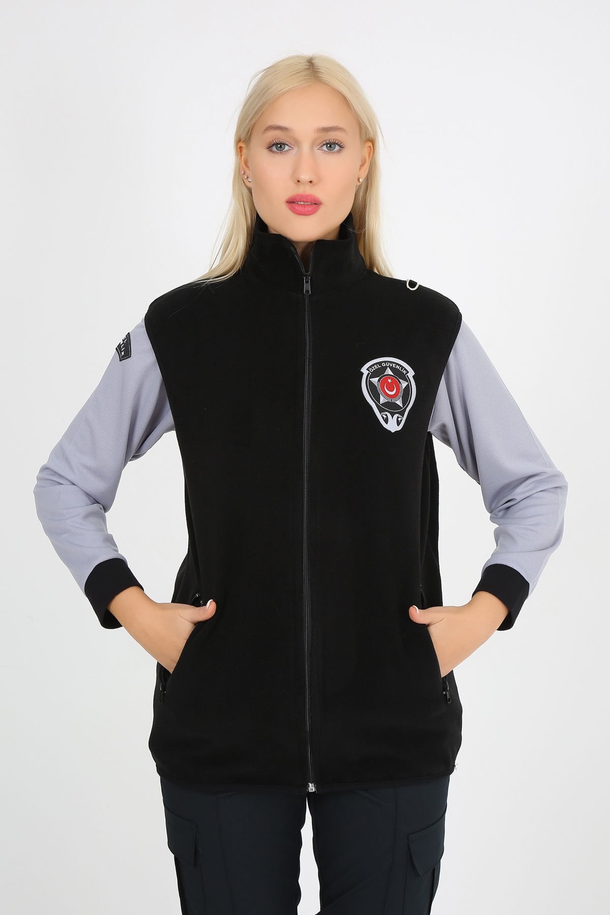 Siyah Güvenlik Polar Yelek (Armalı ve Sırt Nakışlı) XL - Siyah