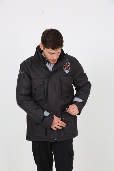 Yeni Kamu Personel Özel Güvenlik Kışlık Kaban ve İç Mont İle Takım Füme - XXL