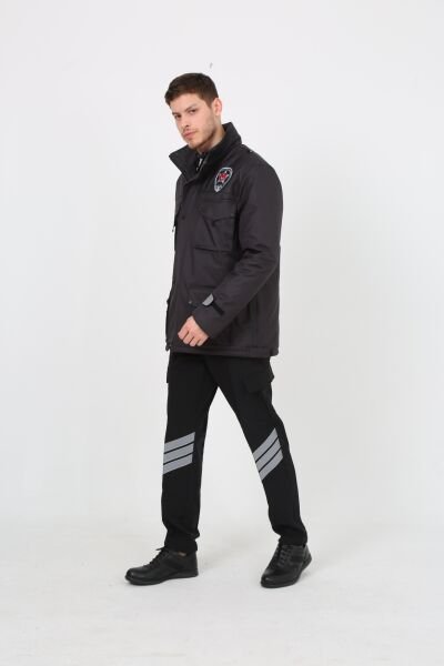 Yeni Kamu Personel Özel Güvenlik Kışlık Kaban ve İç Mont İle Takım Füme - XXL