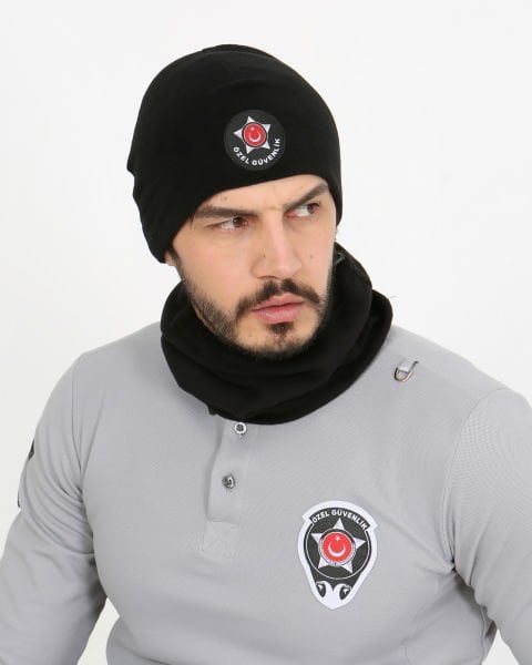 Özel Güvenlik Siyah Armalı Polar Bere ve Polar Boyunluk Takım (Bere-Boyunluk Takım)