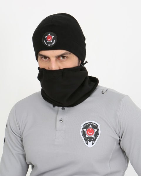 Özel Güvenlik Siyah Armalı Polar Bere ve Polar Boyunluk Takım (Bere-Boyunluk Takım)