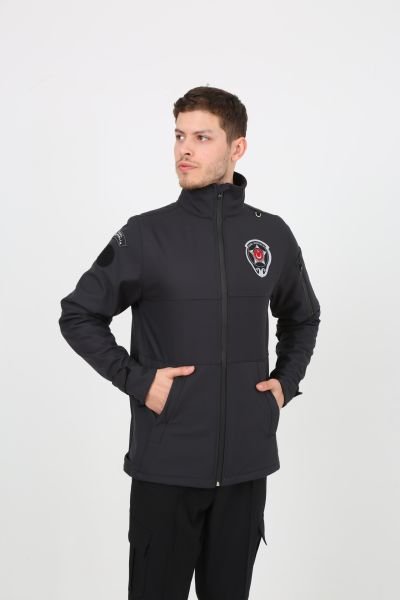 Yeni Kamu Personel Özel Güvenlik Kışlık Softshell Mont Füme - L - Dokuma Arma