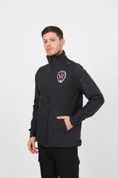 Yeni Kamu Personel Özel Güvenlik Kışlık Softshell Mont Füme - L - Dokuma Arma